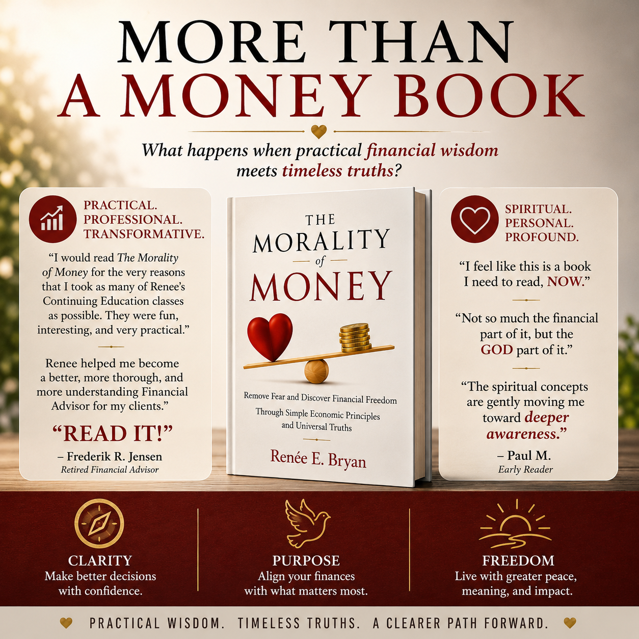 Frederik Jensen and Paul M. describe The Morality of Money as practical, professional, spiritual, and profound